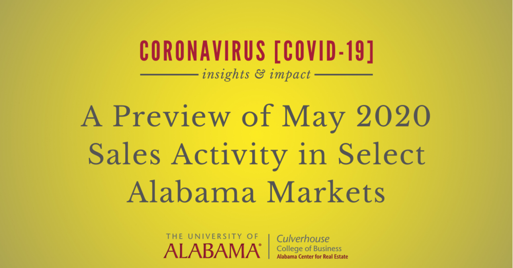 A preview of May 2020 sales activity in select Alabama markets